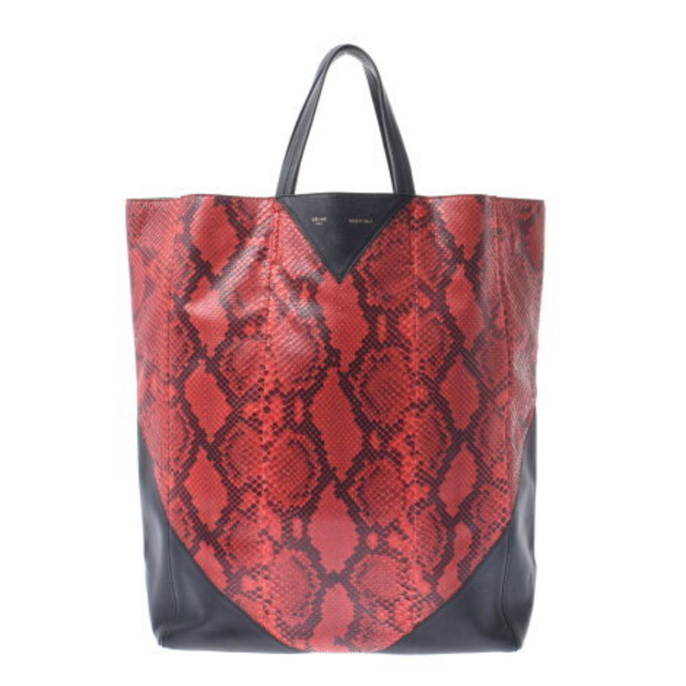 Celine Red Black Python Calf Tote Bag - image 1